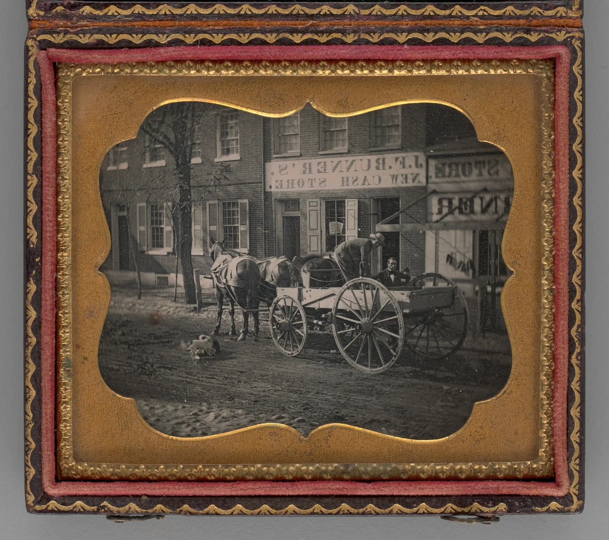 Untitled (City Scene with Horse-Drawn Carriage) by Unknown maker, photograph, 1853