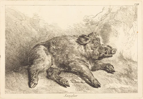 Sanglier (Wild Boar Lying Down, Head to the Right) by Jacques-Philippe Le Bas
Jean Eric Rehn
Jean-Baptiste Oudry, print, 1707-1783