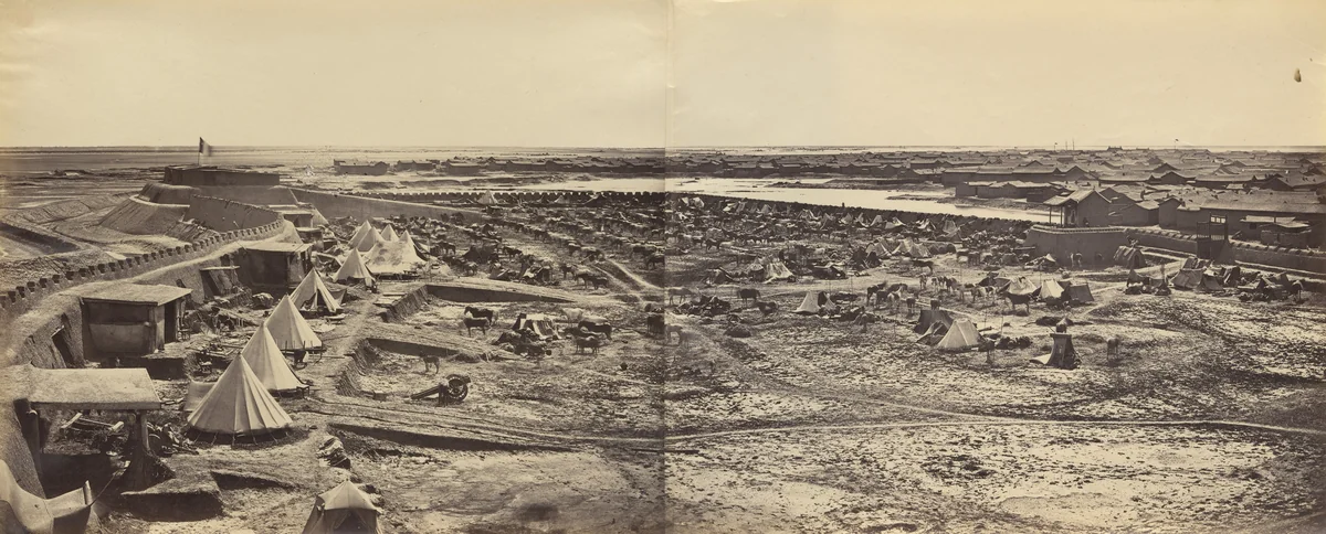 Interior of Pehtang Fort, Showing Probyn's Horse by Felice Beato, photograph, 1860