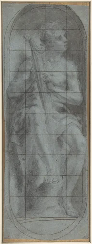 The Young David Playing the Harp by Michelangelo Anselmi, drawing, 1543-1553