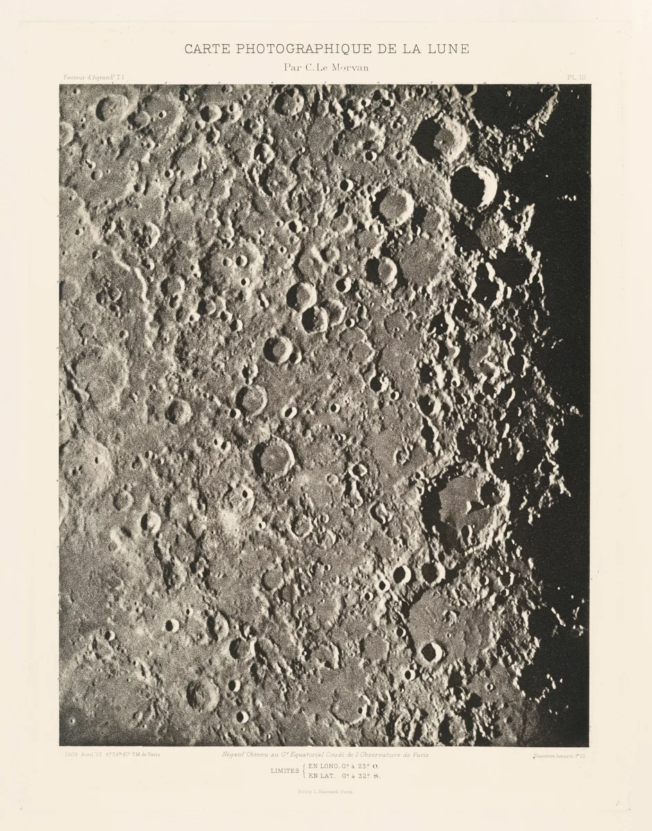 Carte photographique de la lune, planche III (Photographic Chart of the Moon, plate III) by Charles Le Morvan, photograph, 1909