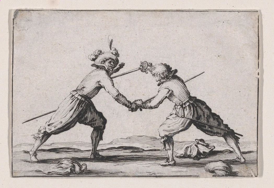 Le Duel a l'Épée (The Duel with Swords), from "Les Caprices" Series A, The Florence Set by Jacques Callot, print, 1617