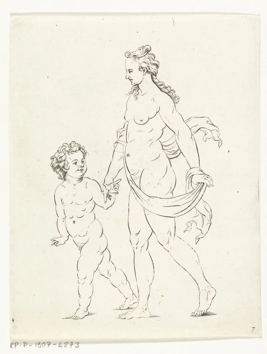Venus en Cupido by anonymous, print, 1671-1726