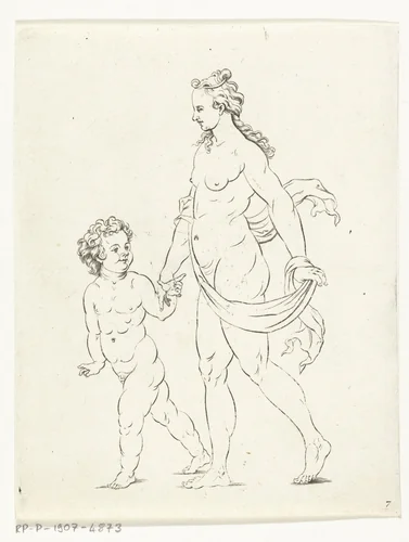 Venus en Cupido by anonymous, print, 1671-1726
