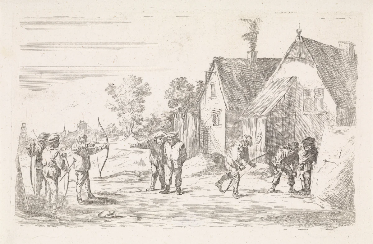 Boogschieters by anonymous, print, 1700-1850
