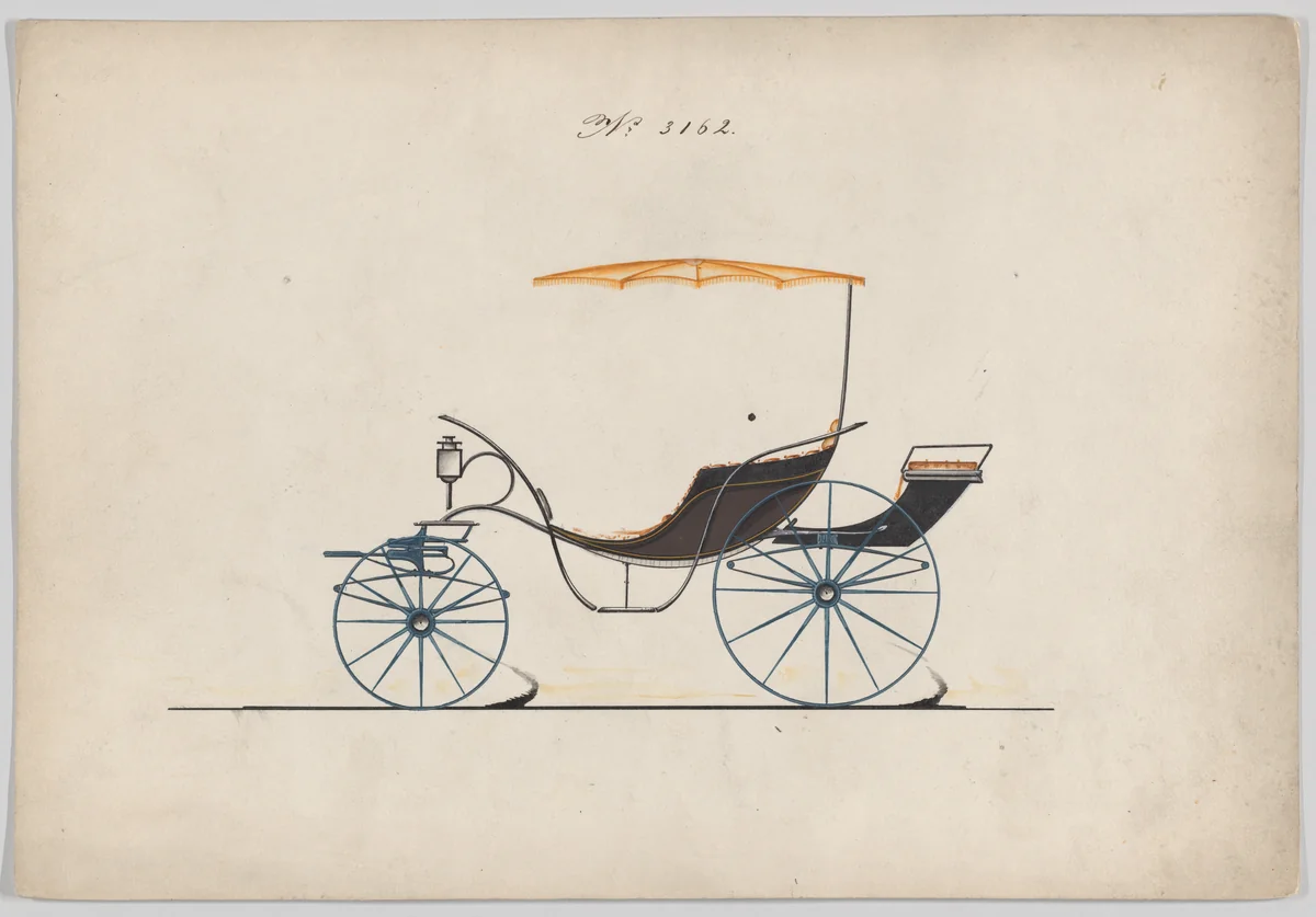 Design for Pony Phaeton, no. 3162 by Brewster & Co., drawing, 1875