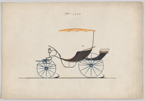 Design for Pony Phaeton, no. 3162 by Brewster & Co., drawing, 1875