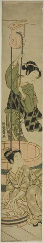 Women Washing Clothes at Well by Isoda Koryusai, print, 1759-1780