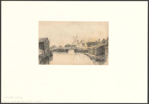 Gezicht op de Middenweg met molen De Bijl by Anthonie van Teijn, drawing, 1873-1943