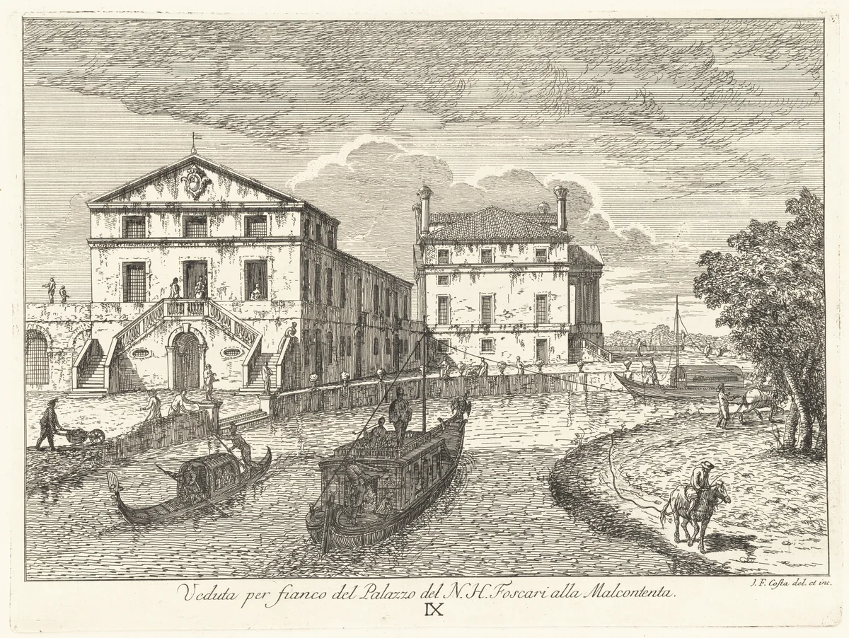 Villa Foscari Vista di Fianco by Giovanni Francesco Costa, print, 1711-1773