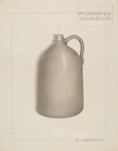 Stoneware Jug by Annie B. Johnston, index of american design, 1937