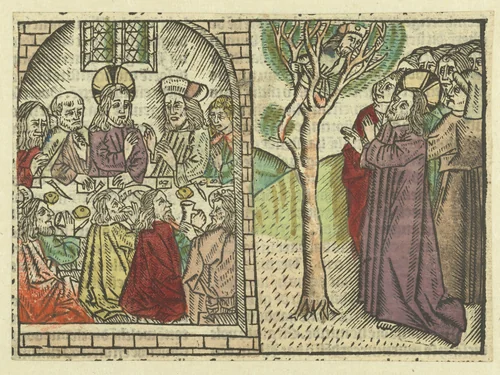 De roeping van Zacheüs by Unknown, print, 1485-1491