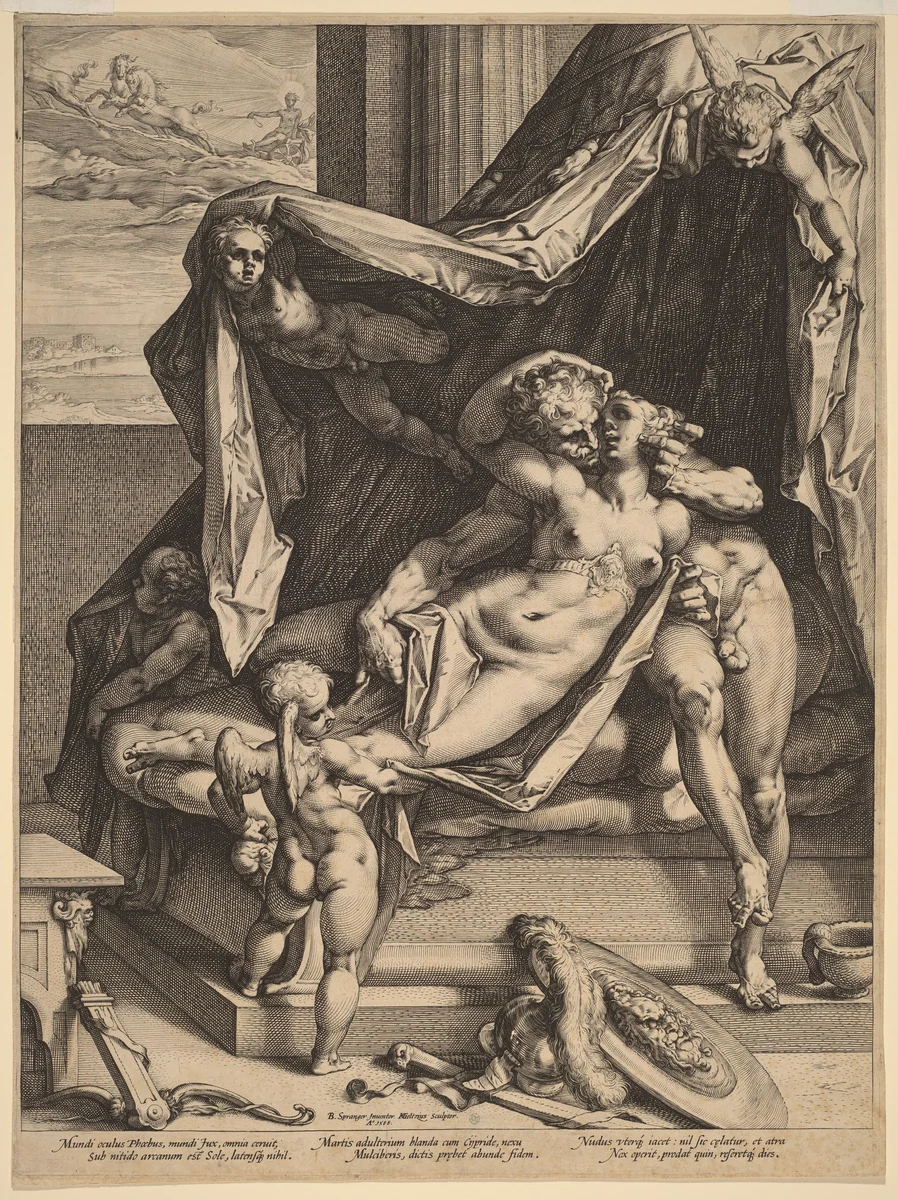 Mars and Venus by Hendrick Goltzius; Bartholomaeus Spranger, print, 1588