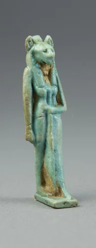 Amulet of a Lion-Headed Goddess Holding a Scepter by Egyptian, metalwork, -1069--664