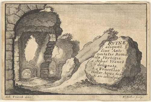 Second version of title page from "Roman Ruins" by Wenceslaus Hollar, print, 1645-1655
