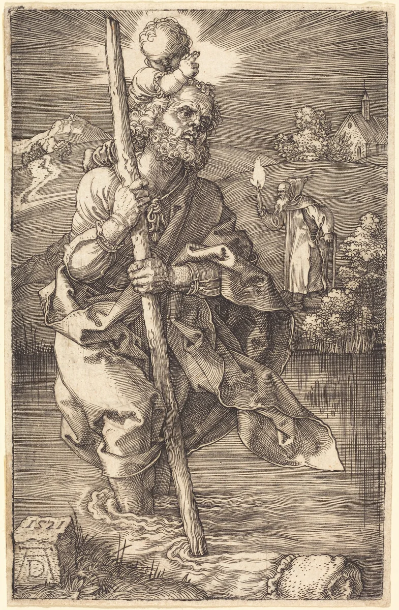 Saint Christopher Facing Right by Albrecht Dürer, print, 1521