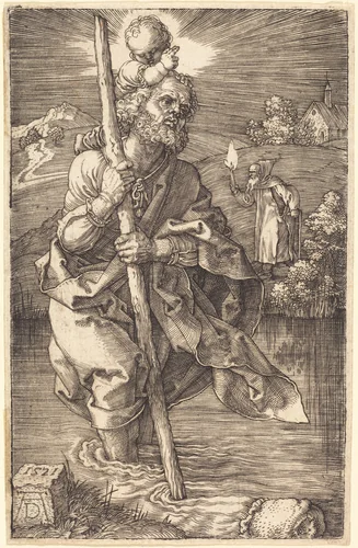 Saint Christopher Facing Right by Albrecht Dürer, print, 1521