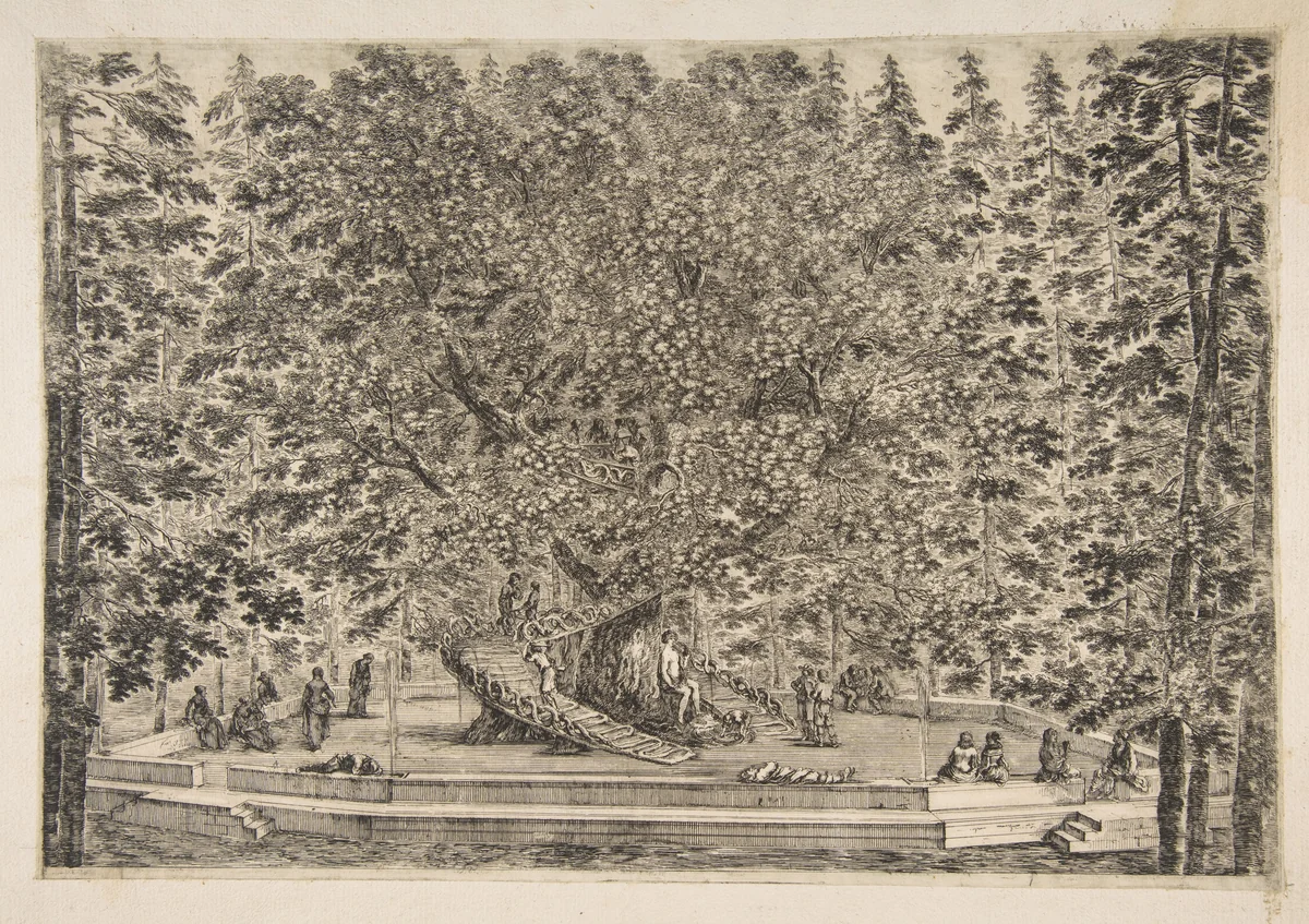 The Tree House at Pratolino by Stefano della Bella, print, 1648-1658