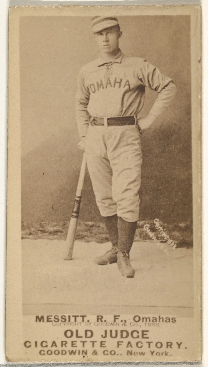 Messitt, Right Field, Omaha Omahogs/ Lambs, from the Old Judge series (N172) for Old Judge Cigarettes by Goodwin & Company, photograph, 1888