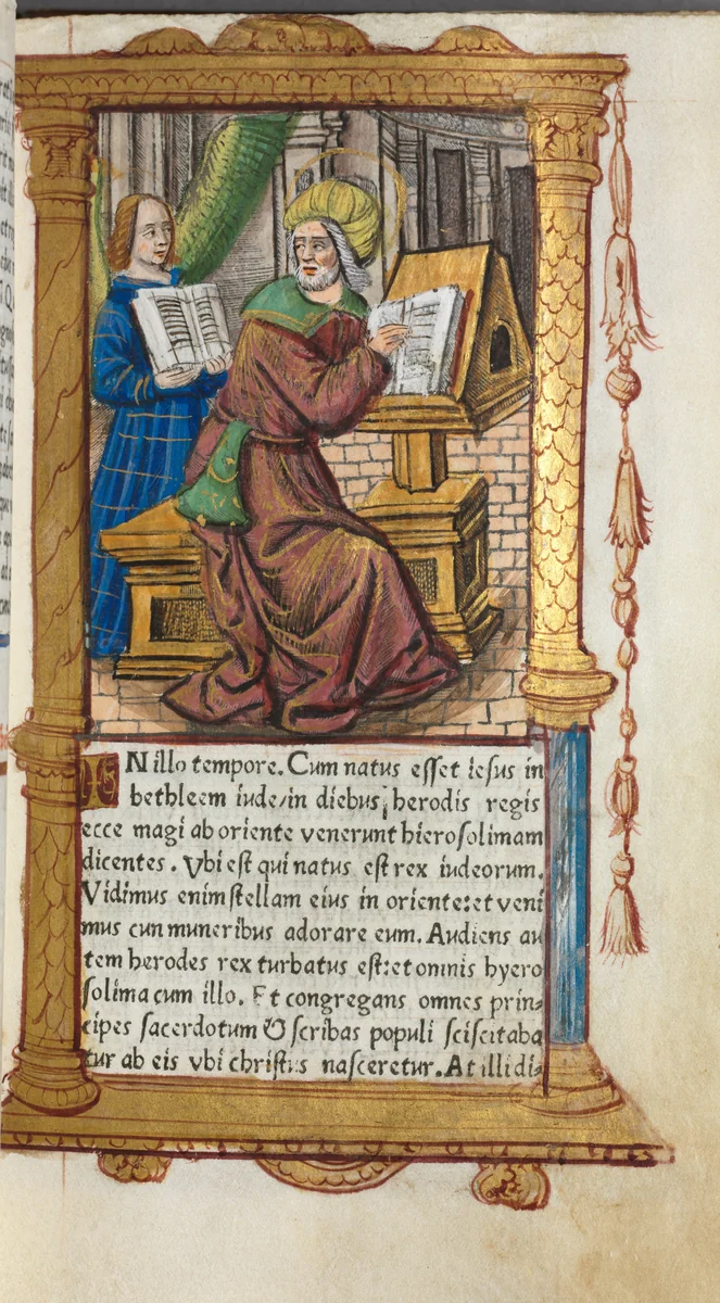 Printed Book of Hours (Use of Rome): fol. 19r, St. Matthew by Guillaume Le Rouge, book, 1510