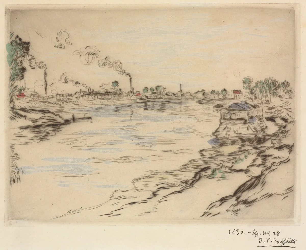 La Seine, à Asnières by Jean-François Raffaëlli, print, 1894