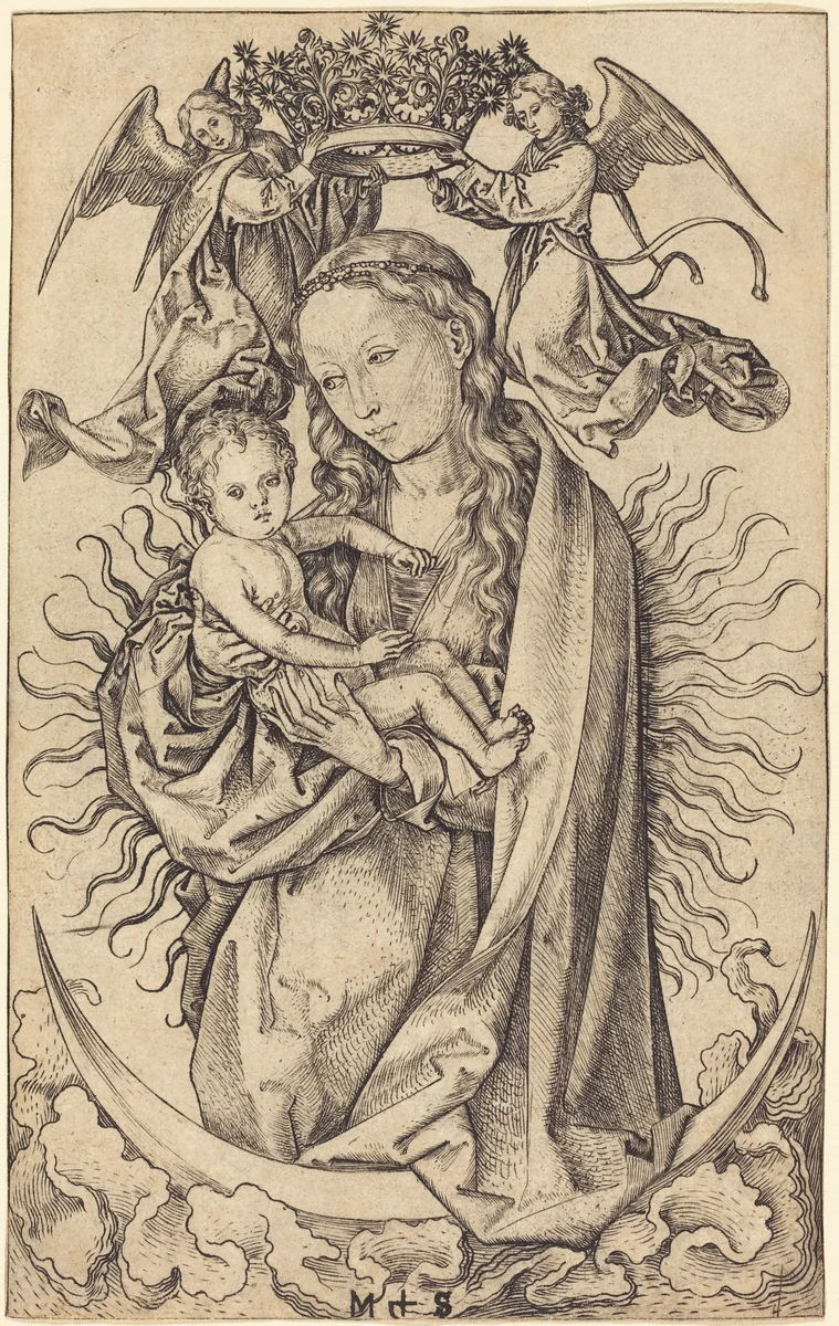 Madonna on the Crescent by Martin Schongauer, print, 1470