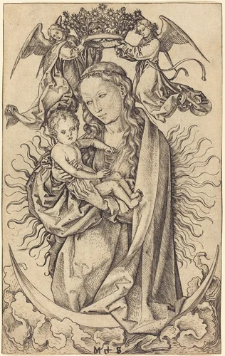 Madonna on the Crescent by Martin Schongauer, print, 1470