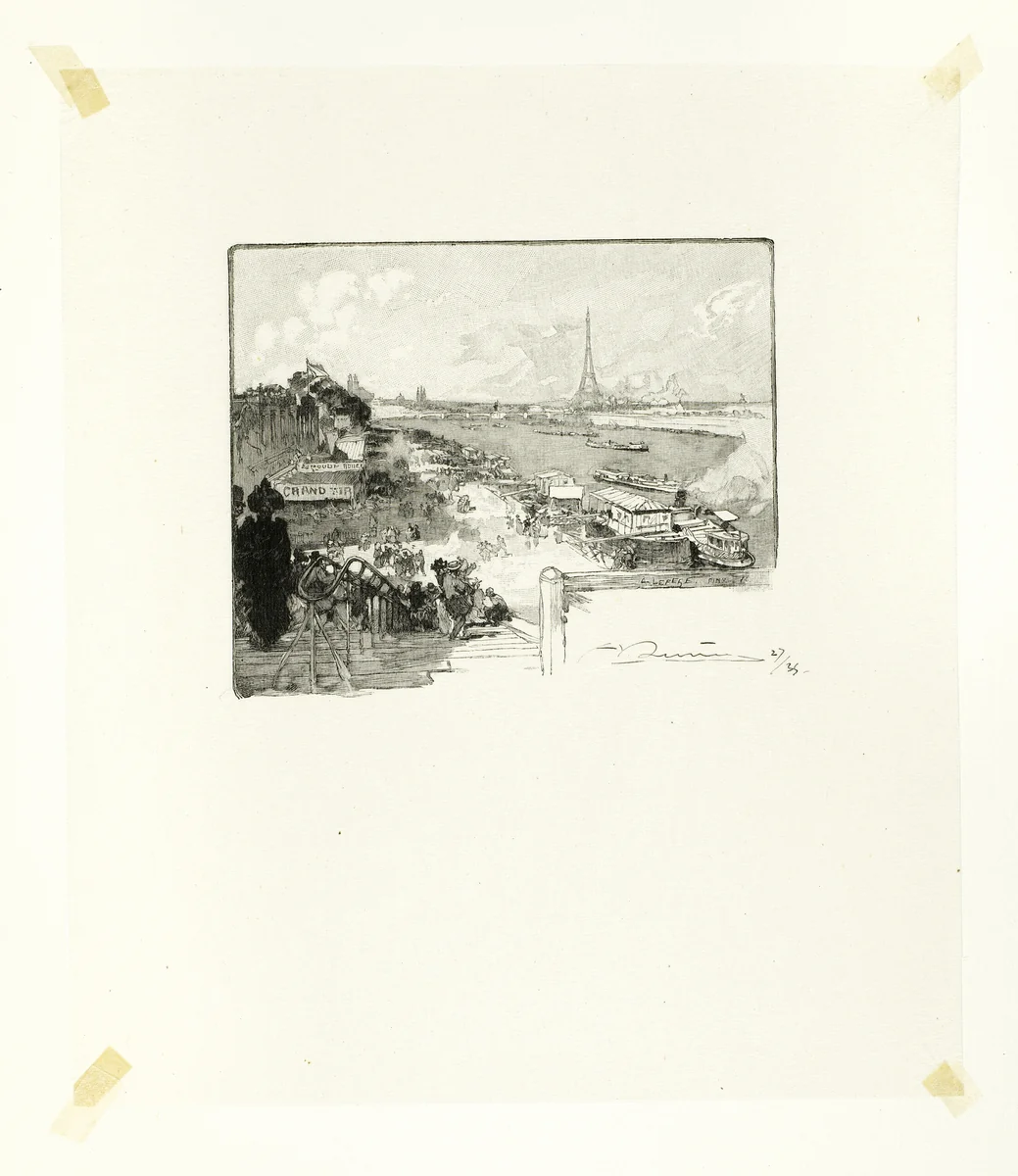 The Dawn, plate fourteen from Le Long de la Seine et des Boulevards by Louis Auguste Lepère, print, 1890