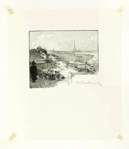The Dawn, plate fourteen from Le Long de la Seine et des Boulevards by Louis Auguste Lepère, print, 1890