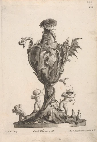 Plate 2 from Neu inventierte Vasi auf die neueste manier by Johann Gottlieb Thelot, print, 1745-1755