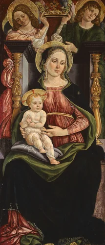 Virgin and Child Enthroned with Two Angels Holding a Crown by Ansano Ciampanti, painting, 1505-1515