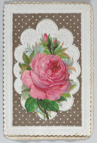 Valentine - Mechanical Layered Birthday - die cut roses and woman. by anonymous, other, 1870-1880