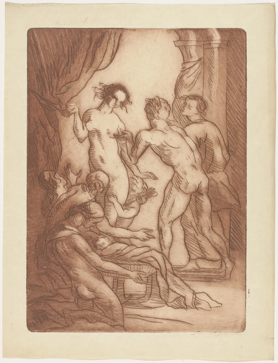 Gifts from the Gods (plate, folio 70) from Les Amours (The Loves) by Émile Bernard, illustrated book, 1915
