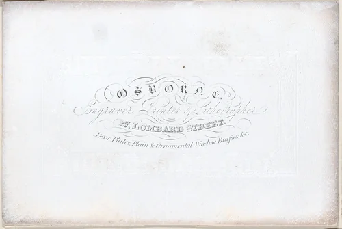 Trade Card for Osborne, Engraver, Printer, and Lithographer by anonymous, print, 1800-1900