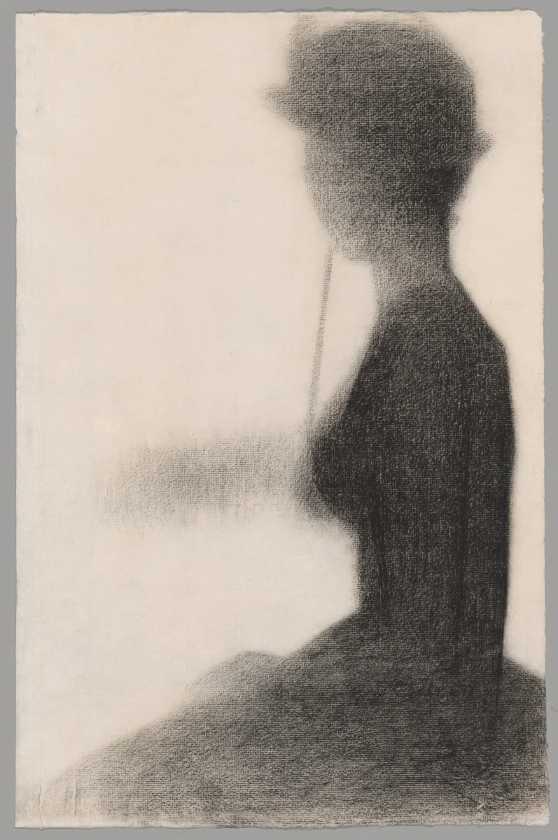Seated Woman with a Parasol (study for La Grande Jatte) by Georges Seurat, drawing, 1884-1885