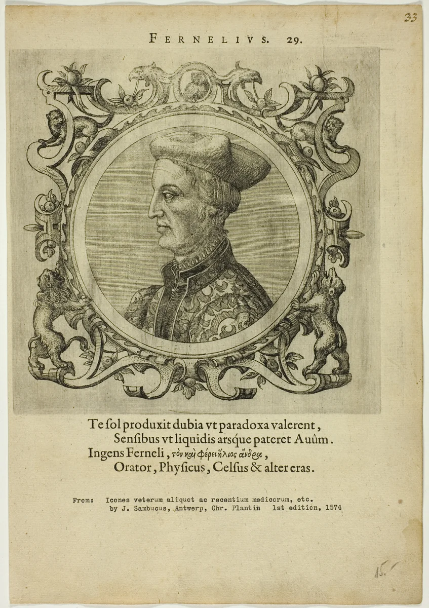 Portrait of Fernelius by Unknown Artist, print, 1574