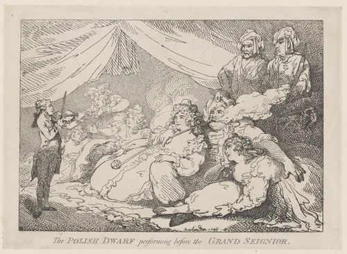 The Polish Dwarf Performing Before the Grand Seignior by Thomas Rowlandson, print, 1786