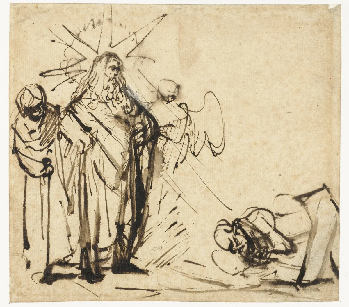 God verschijnt aan Abraham by Ferdinand Bol, drawing, 1640-1649