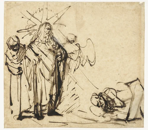 God verschijnt aan Abraham by Ferdinand Bol, drawing, 1640-1649