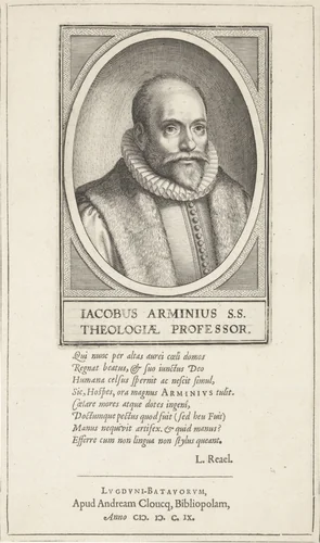 Portret van Jacobus Arminius by Willem Isaacsz. van Swanenburg, print, 1609