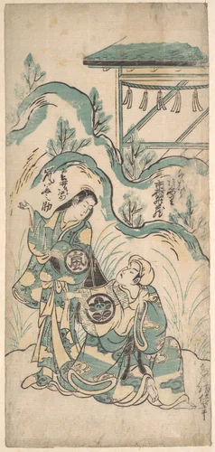 Ichimura Kamezo and Arashi Tomonosuke by Torii Kiyomasu I, print, 1738-1758