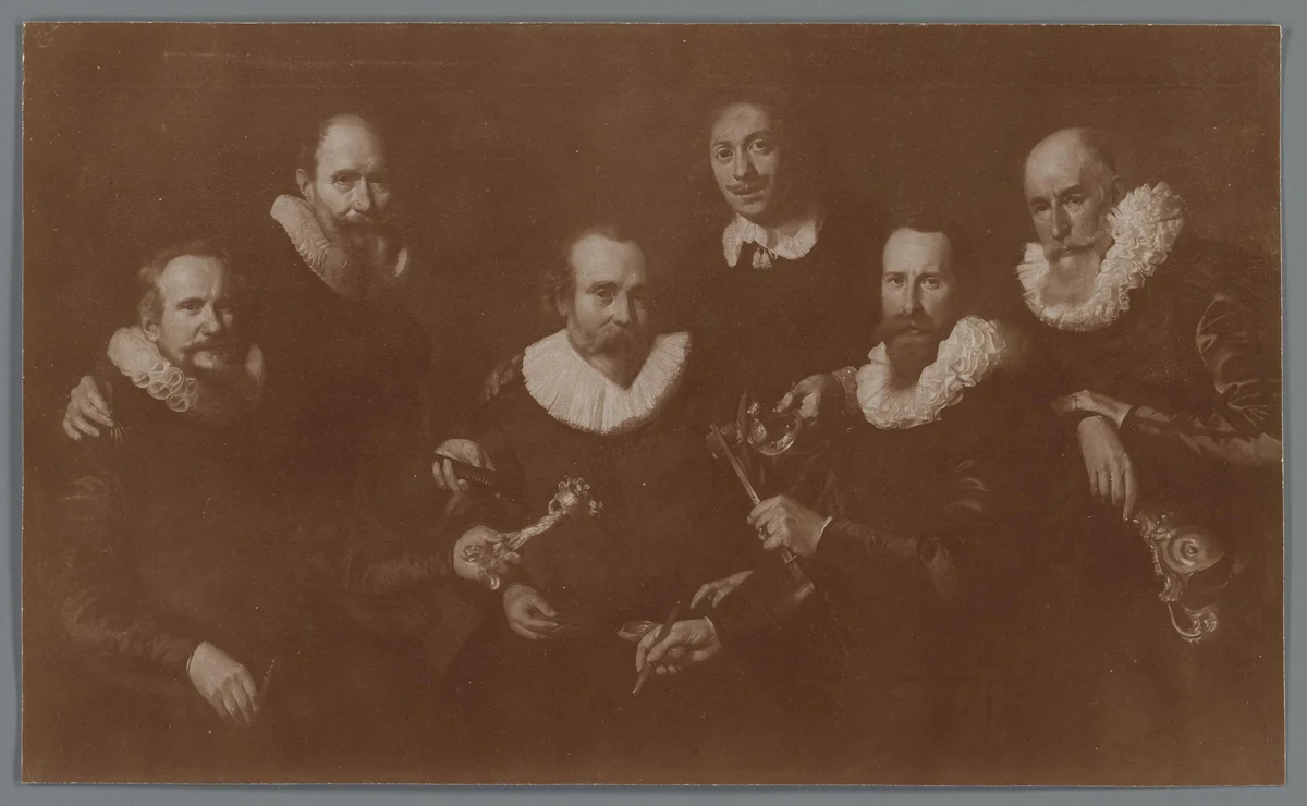 Fotoreproductie van schilderij De Amsterdamse zilversmeden van Thomas de Keyser by anonymous, photograph, 1890-1920