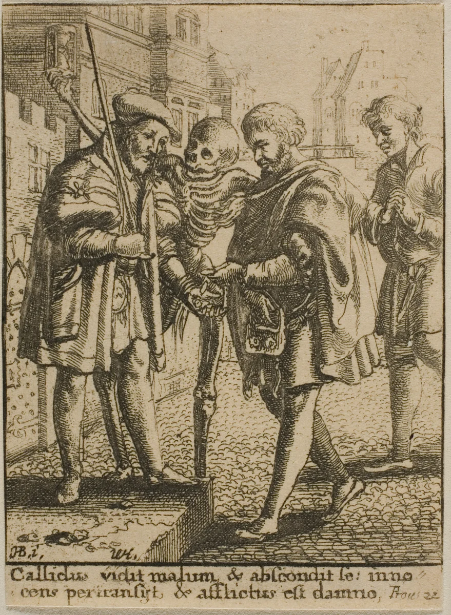 The Advocate and Death by Wenceslaus Hollar
Hans Holbein the younger, print, 1651