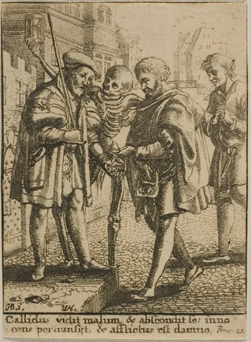 The Advocate and Death by Wenceslaus Hollar
Hans Holbein the younger, print, 1651
