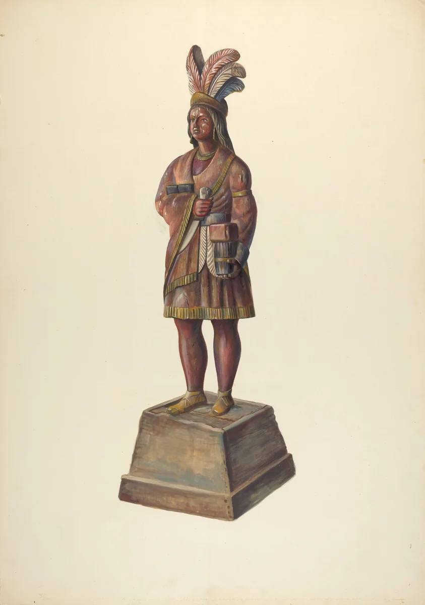 Cigar Store Indian by Walter Hochstrasser, index of american design, 1937
