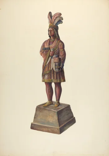 Cigar Store Indian by Walter Hochstrasser, index of american design, 1937