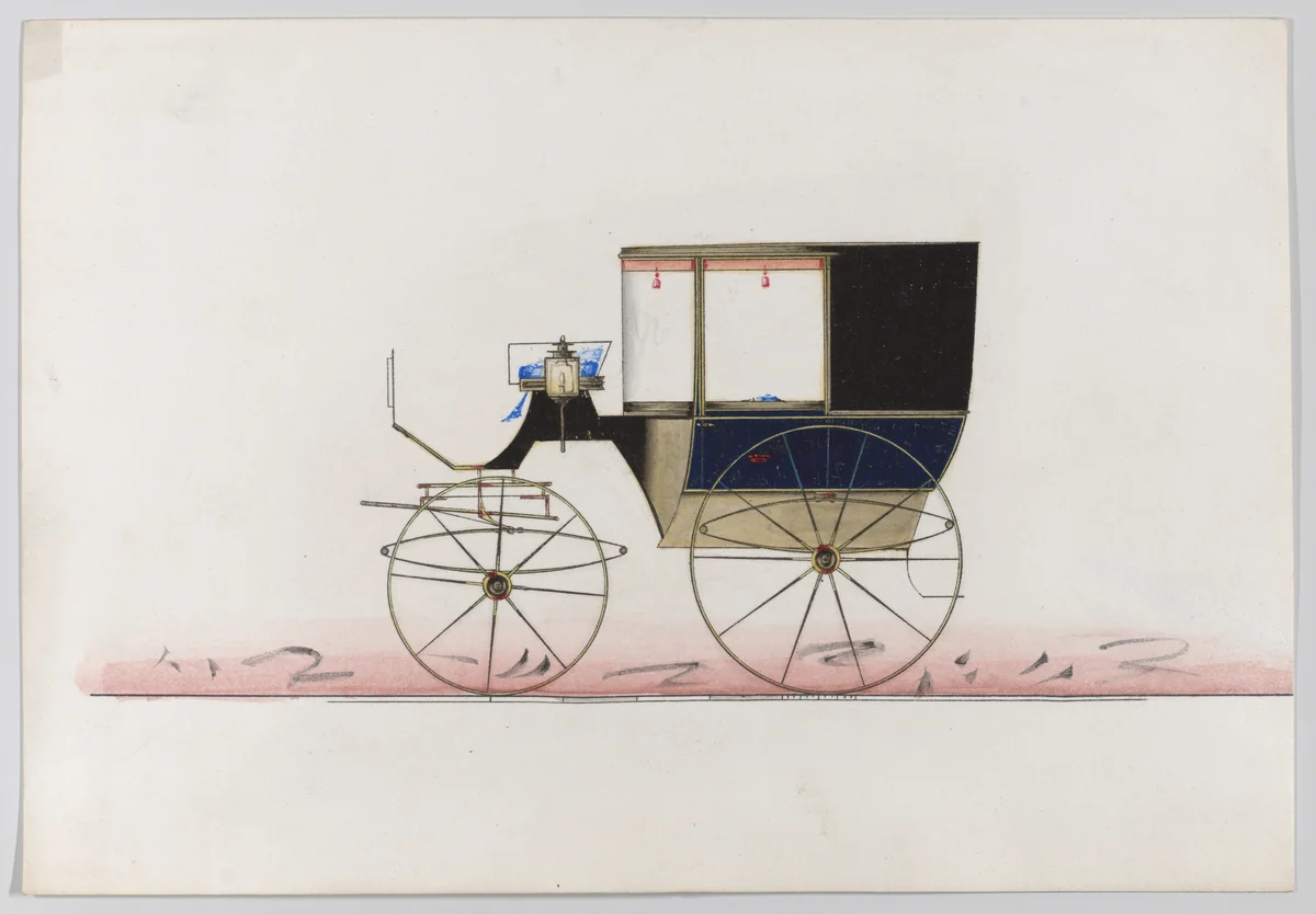 Design for Double Brougham (unnumbered) by Brewster & Co., drawing, 1865-1875