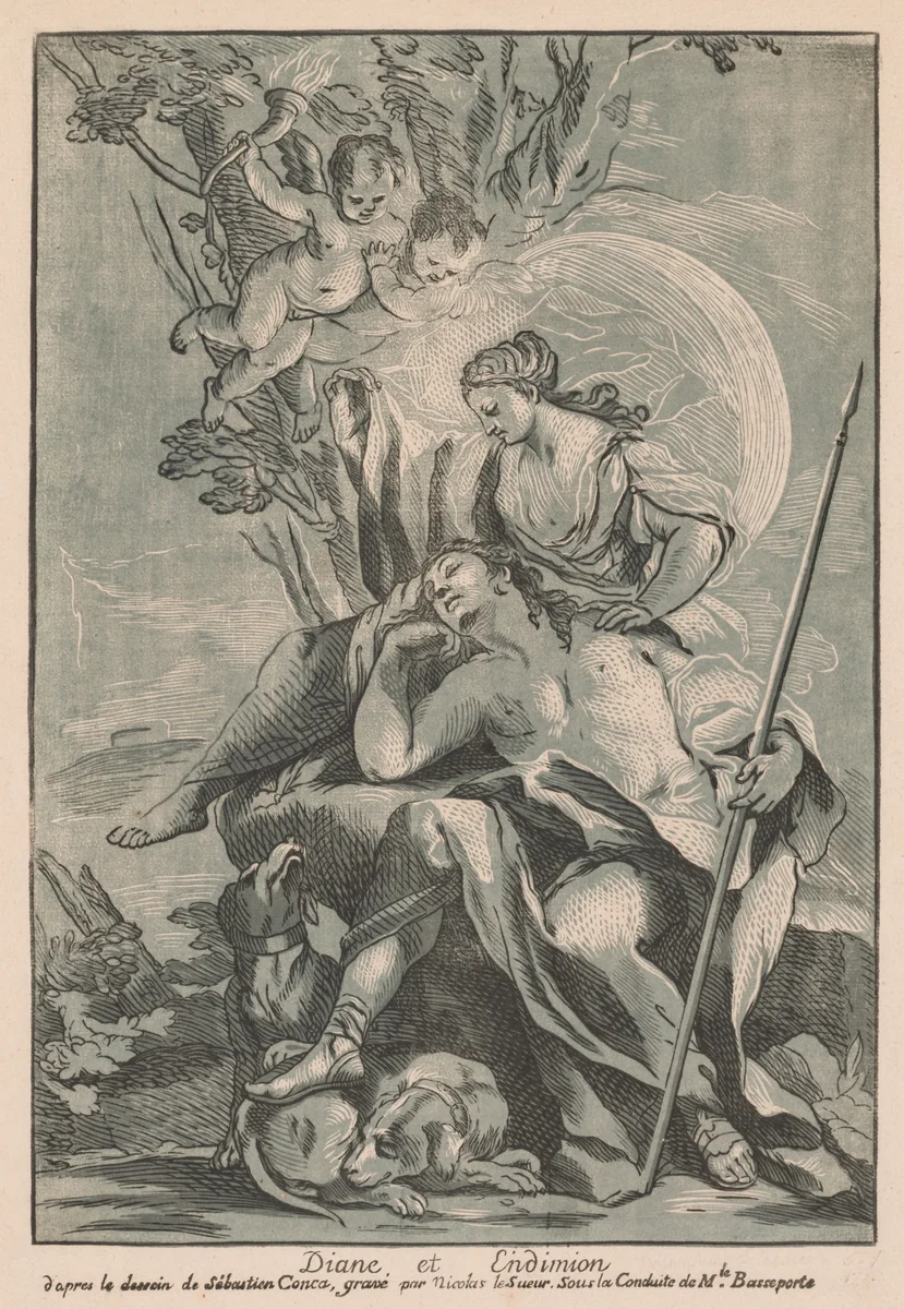 Diana and Endymion by Nicolas LeSueur, print, 1725-1775