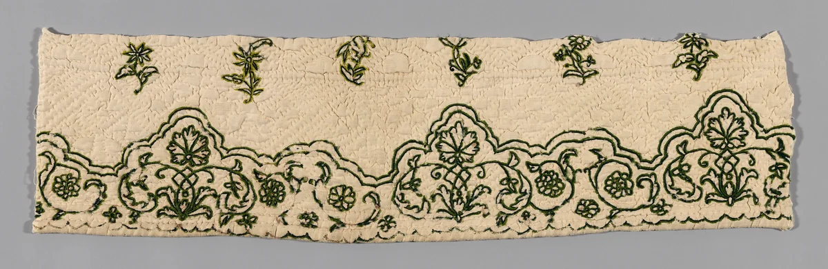 Fragments from a Bedcover made of Petticoat Borders by France, textile, 1775-1800