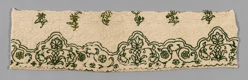 Fragments from a Bedcover made of Petticoat Borders by France, textile, 1775-1800